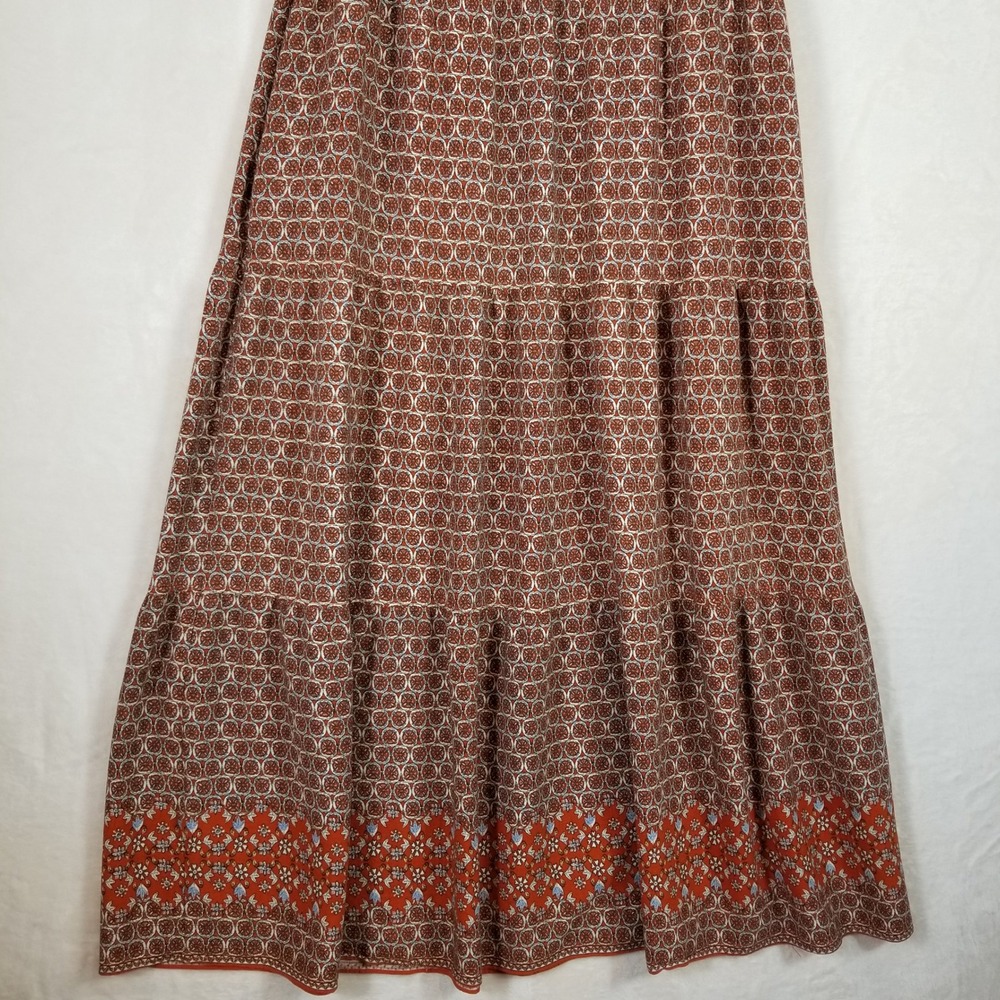 Max Studio Rust Brown Printed Tie-Neck Maxi Dress - Picture 4 of 9